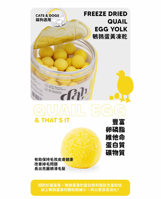 Dah 鵪鶉蛋黃凍乾 80g|長出光澤毛髮
