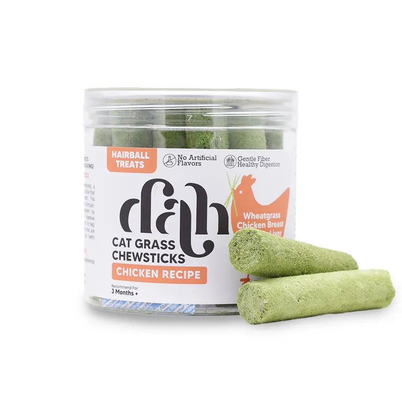 Dah Cat Grass Freeze-Dried Chew Sticks (Chicken Recipe) 75g | Easy Hairball Control